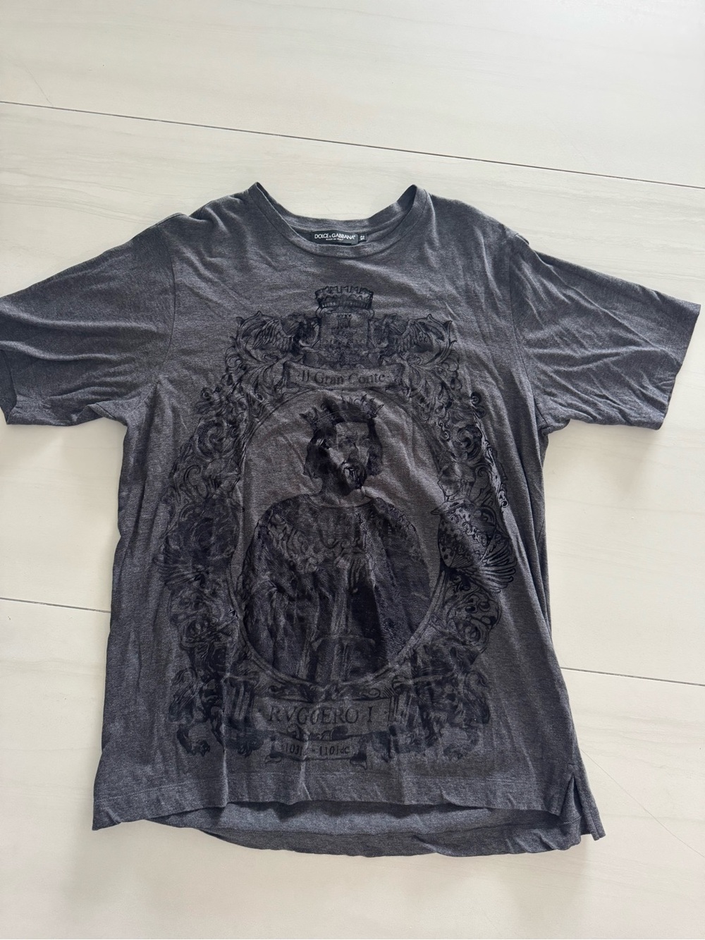 Dolce & Gabbana Men’s Charcoal Graphic Short Sleeve Tee